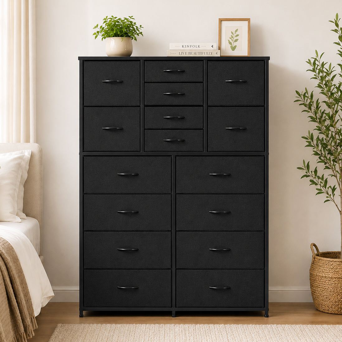 16-Drawer Storage Chest Black - Extra-Tall Tower – Space General
