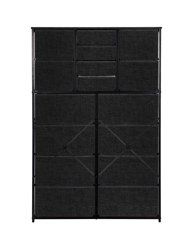 16 Drawer Storage Chest - Black