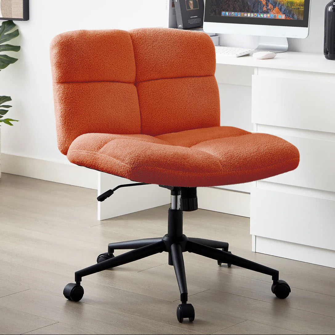 Cross-Legged Office Chair Orange - Wide Seat Teddy – Space General