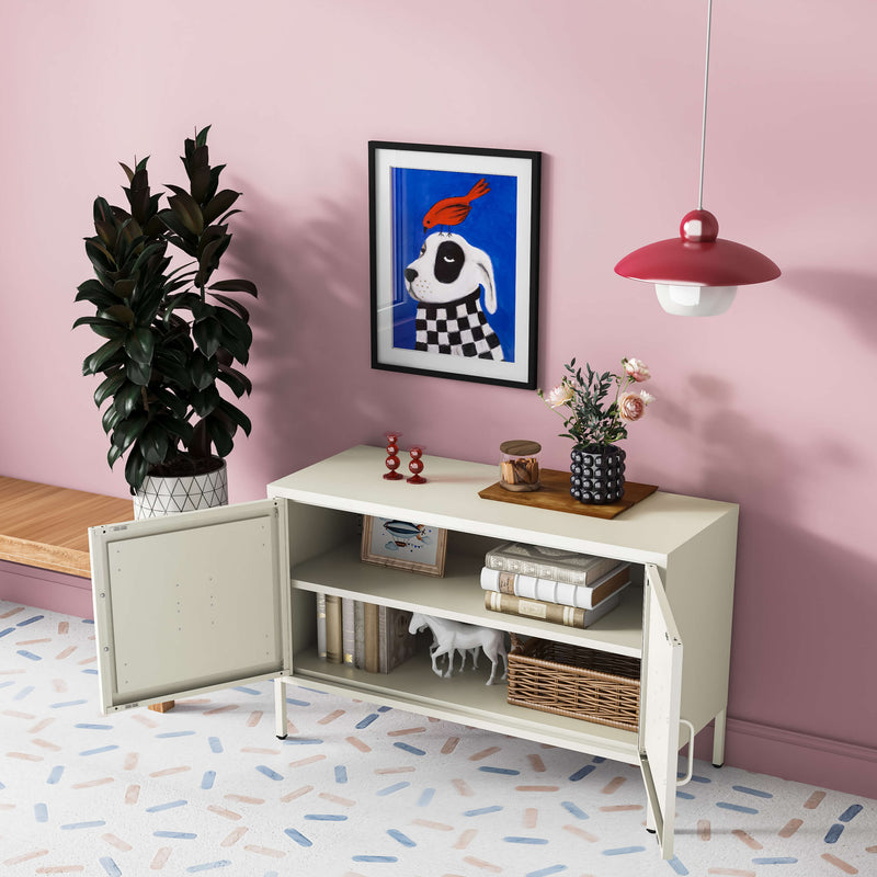 Hamptons Steel Storage Locker - Cream White