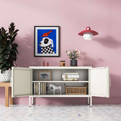 Hamptons Steel Storage Locker - Cream White