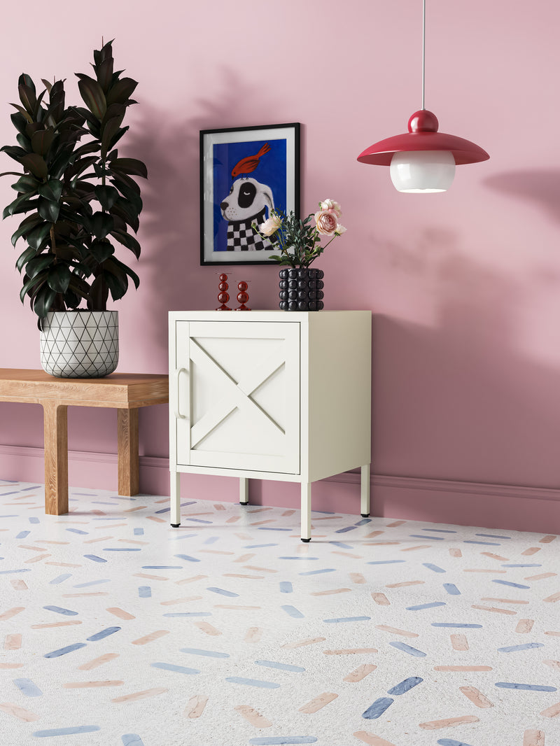 Phoenix Bedside Table Locker - Cream White