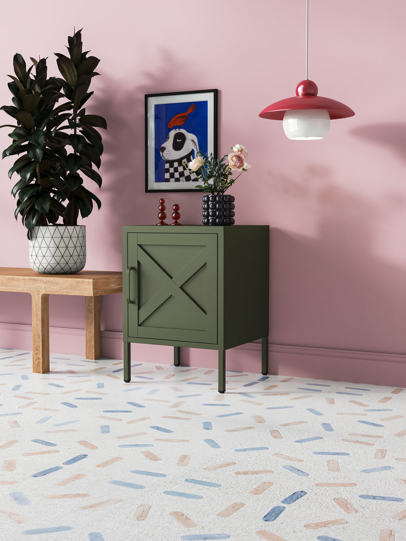 Phoenix Bedside Table Locker -  Army Green