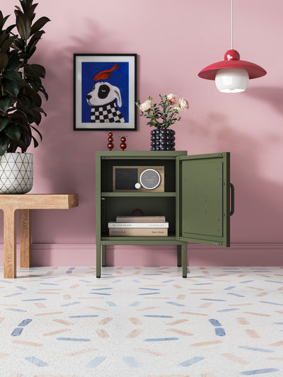 Phoenix Bedside Table Locker -  Army Green