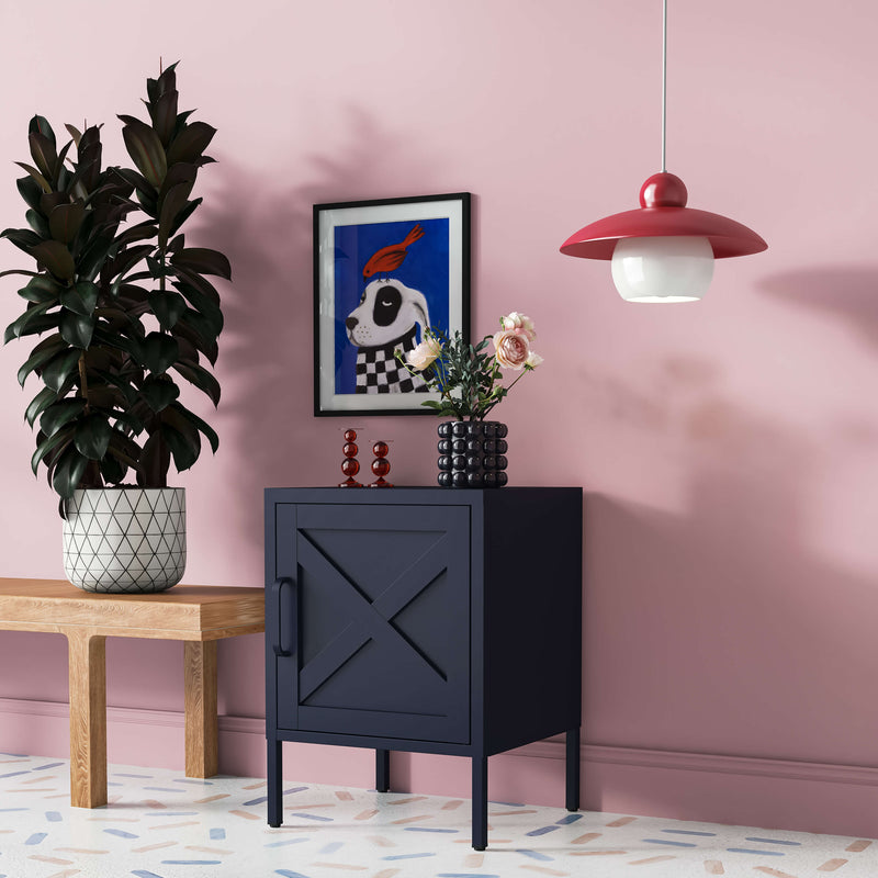 Hamptons Bedside Table Locker - Slate Grey