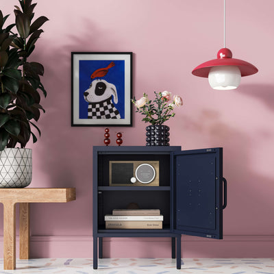 Hamptons Bedside Table Locker - Slate Grey