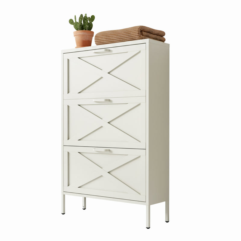 Hamptons Shoe Locker - Cream White