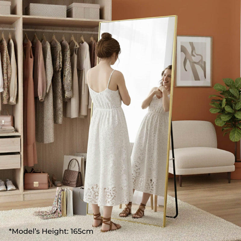 Sorelle Rectangular Full Length Standing Mirror - Gold