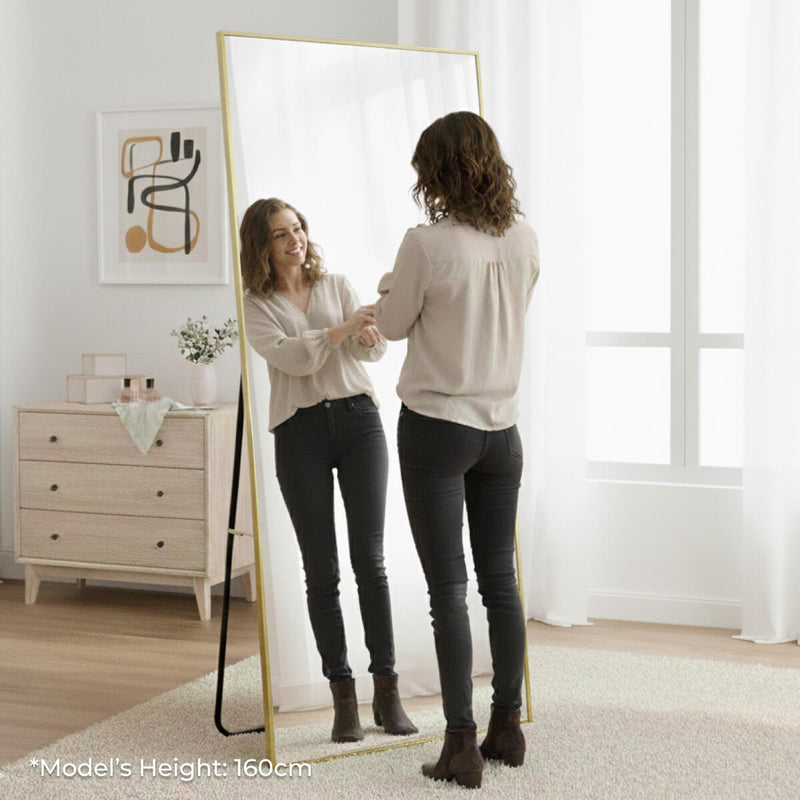 Sorelle Rectangular Full Length Standing Mirror - Gold