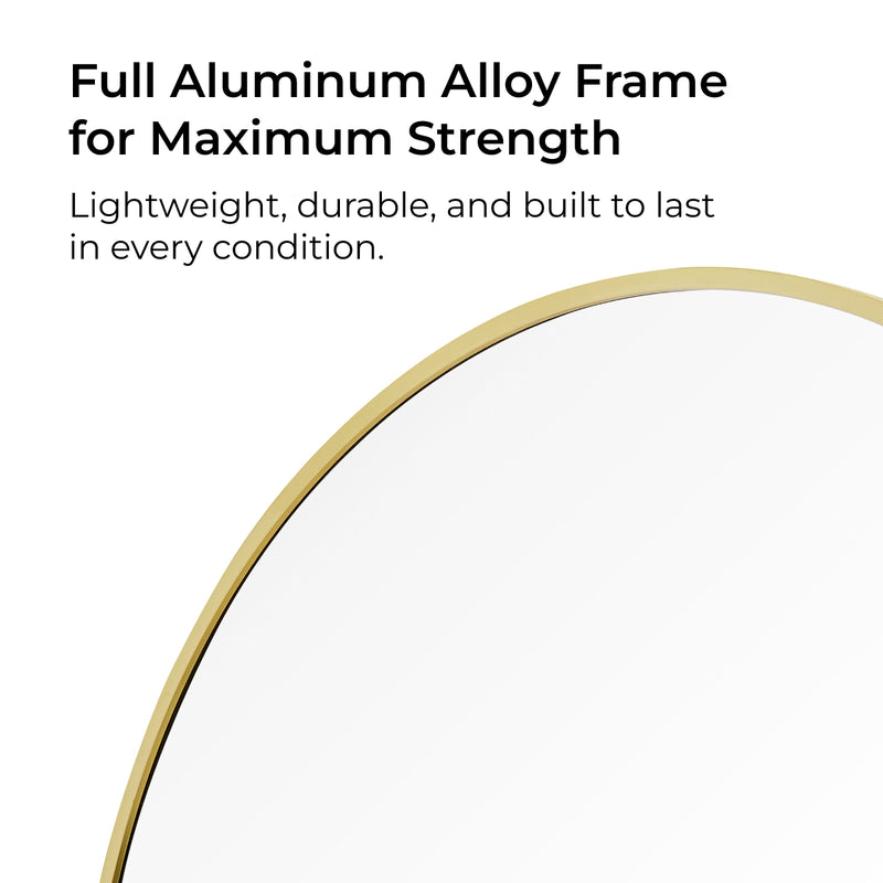 Selena Metal Arched Full Length Wall Mirror - Gold