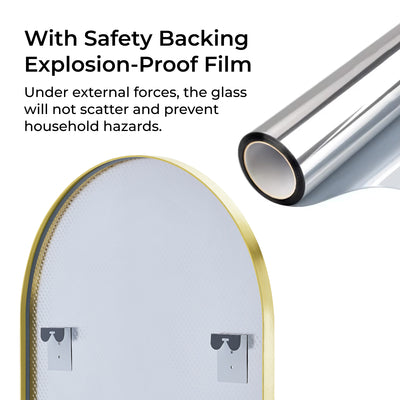 Selena Metal Arched Full Length Wall Mirror - Gold