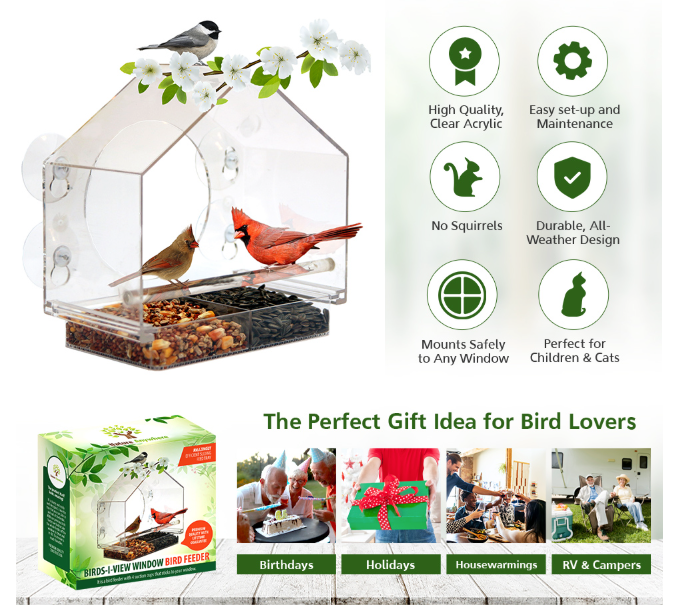 Transparent Acrylic Window Bird Feeder