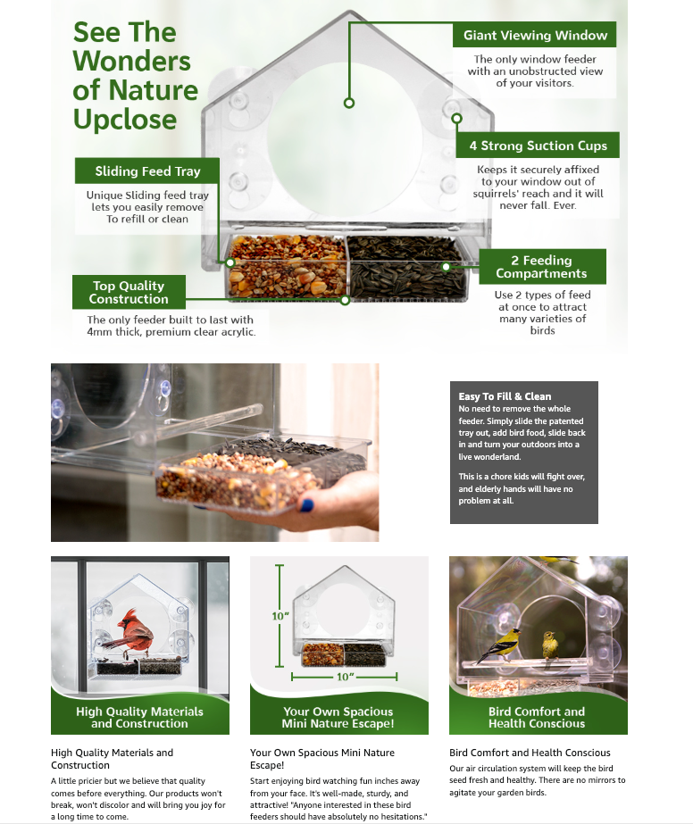 Transparent Acrylic Window Bird Feeder