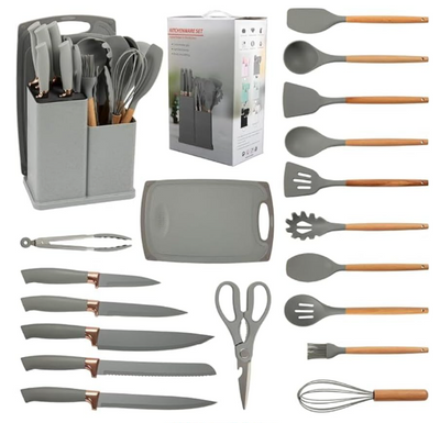 Silicone Kitchenware & Stainless Steel Knife Set