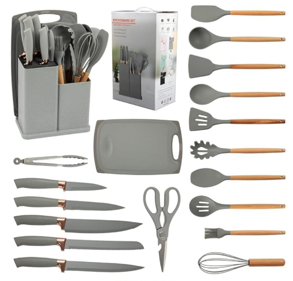 Silicone Kitchenware & Stainless Steel Knife Set
