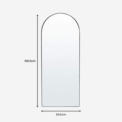 Selena Metal Arched Full Length Wall Mirror - Black