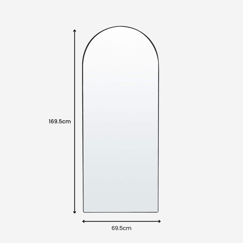 Selena Metal Arched Full Length Wall Mirror - Black