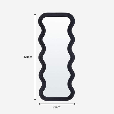 Sierra Wavy Full Length Dressing Mirror - Black