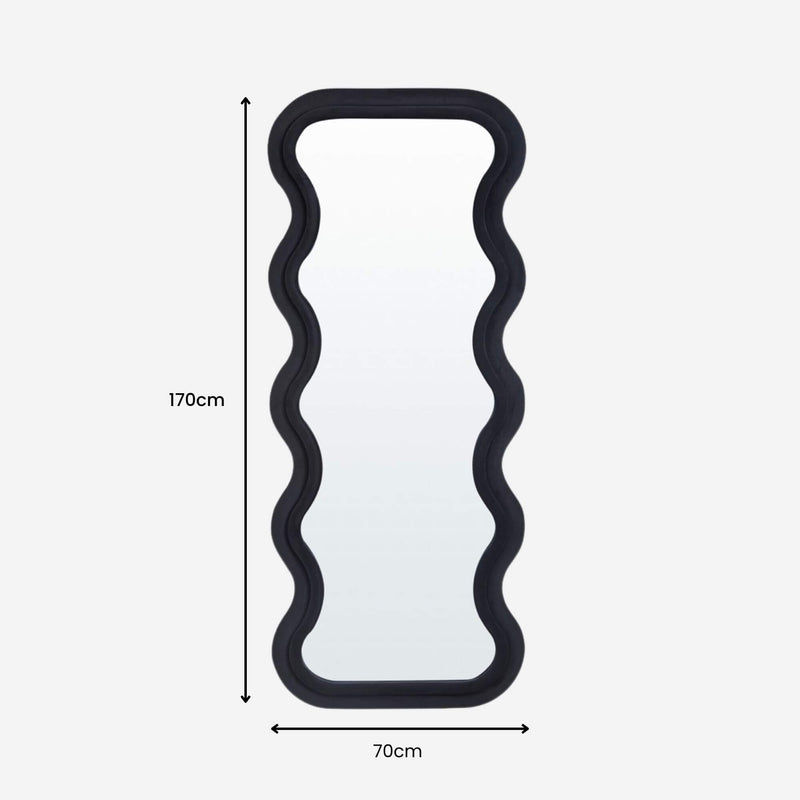 Sierra Wavy Full Length Dressing Mirror - Black