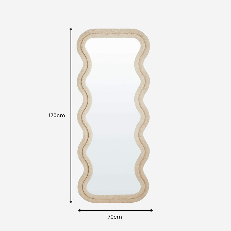 Sierra Wavy Full Length Dressing Mirror - Cream