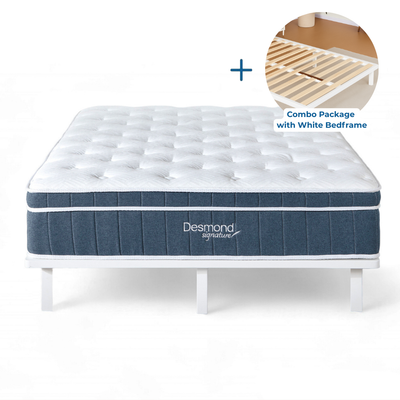 Desmond Signature Sleep Bundle - Double Mattress + White Bed Frame