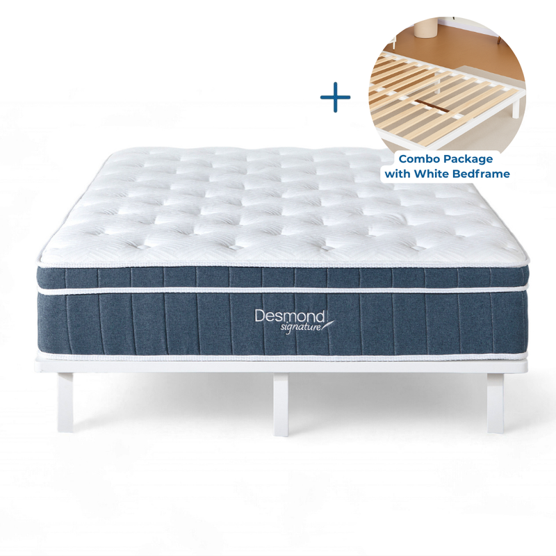 Desmond Signature Sleep Bundle - Double Mattress + White Bed Frame