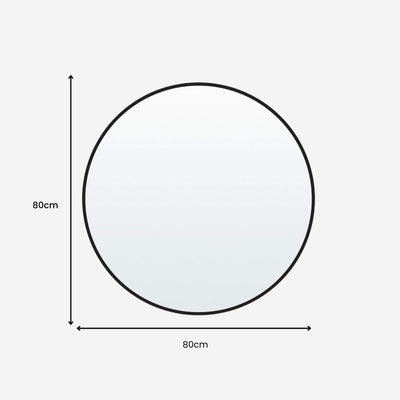 Stella Round Metal Framed Wall Mirror 80cm x 80cm - Black