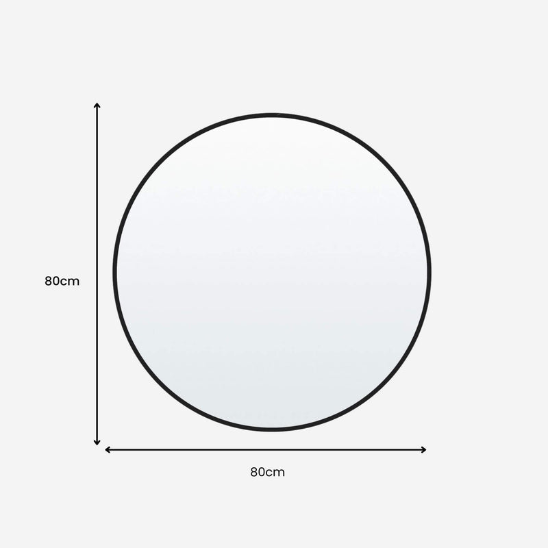 Stella Round Metal Framed Wall Mirror 80cm x 80cm - Black
