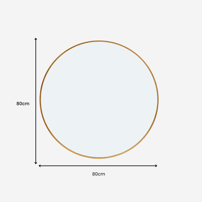 Stella Round Metal Framed Wall Mirror 80cm x 80cm - Gold