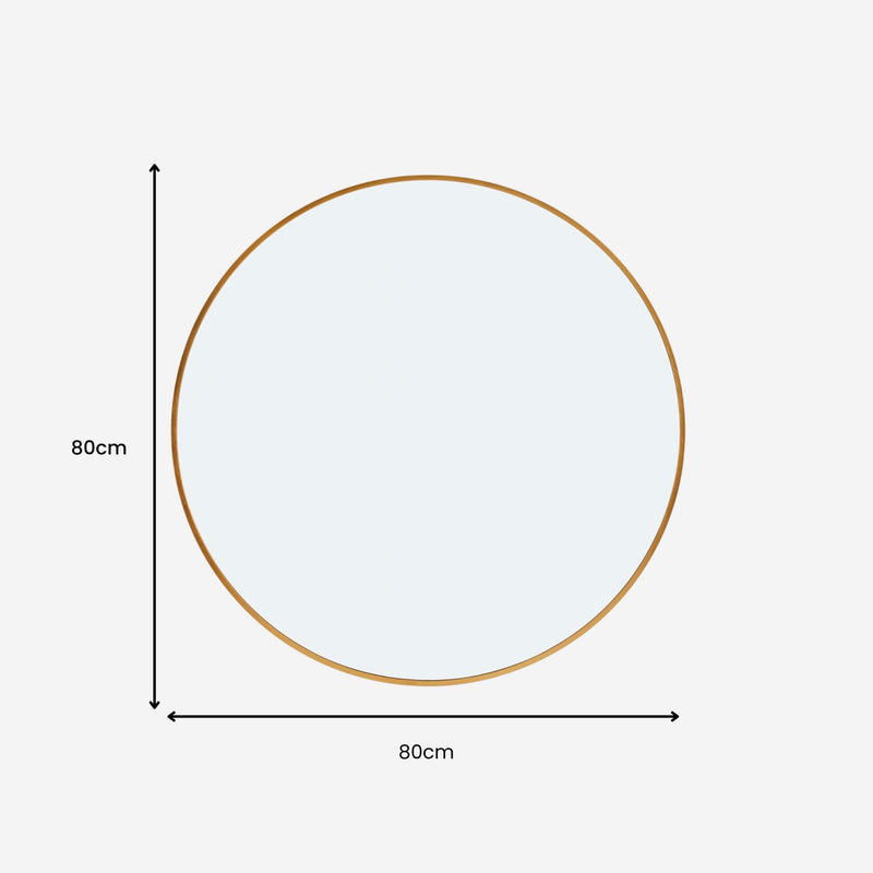 Stella Round Metal Framed Wall Mirror 80cm x 80cm - Gold