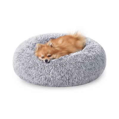 Fluffy Calming Pet Bed Small - Light Grey