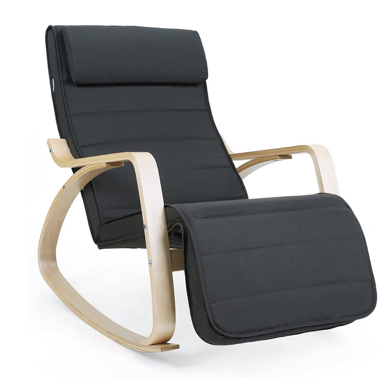 Rocking Chair With Foot Rest - Black