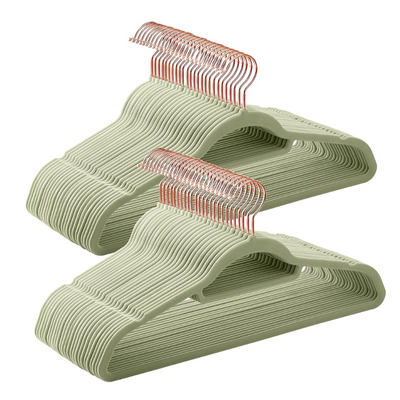 Velvet Coat Hangers Pale Green (Set of 50)