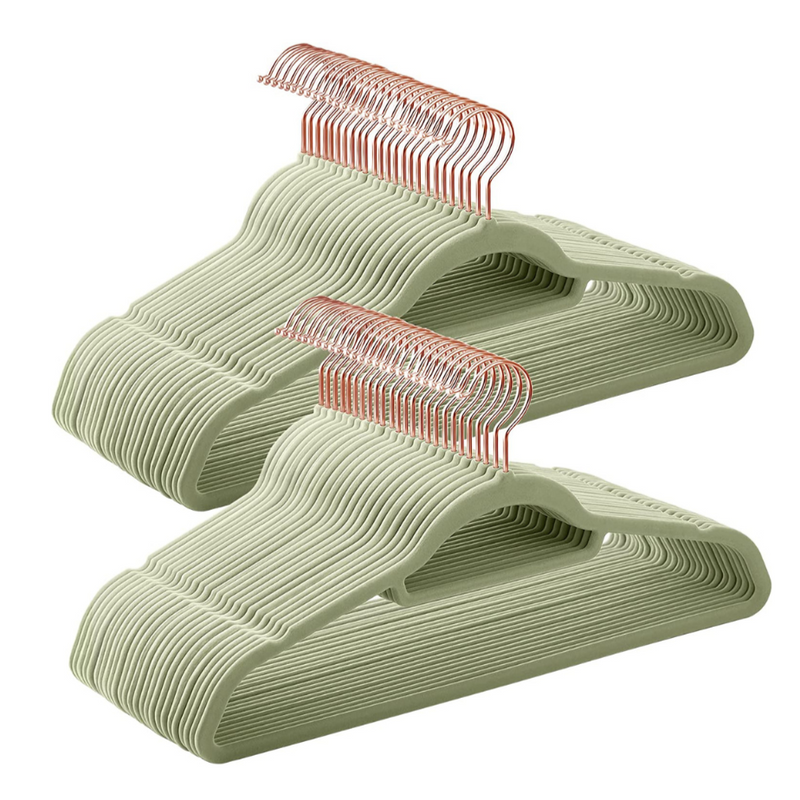 Velvet Coat Hangers Pale Green (Set of 50)