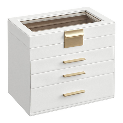 Jewellery Box Organiser 4-Tier With 3 Drawers - Cloud White