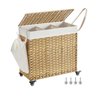 Rattan Laundry Separation Baskets 140L - Natural