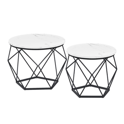 Vasagle Sophia Round Coffee Table White (Set of 2)