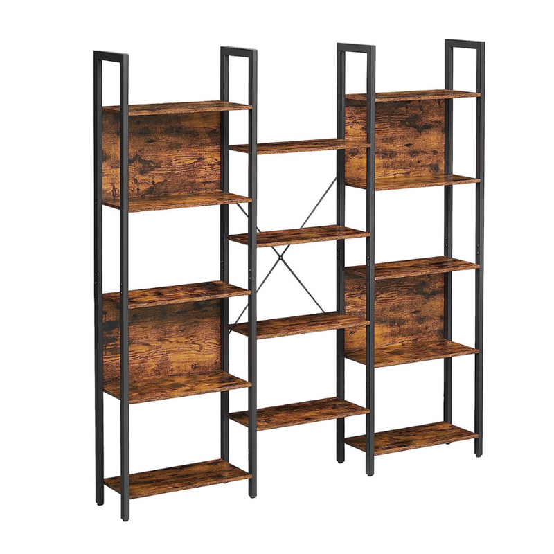 Vasagle Industrial 14 Shelves Large Bookshelf - Brown