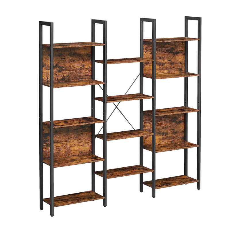 Vasagle Large Bookshelf With 14 Storage Shelves - Brown