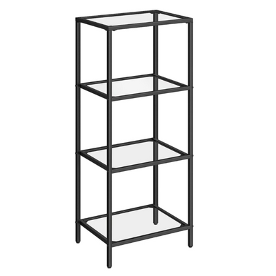 Vasagle Nyla 4 Tier Glass Bookshelf Storage Shelf - Black