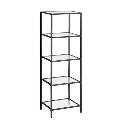 Vasagle Nyla 5-Tier Ladder Tempered Glass Display Storage Bookshelf - Black