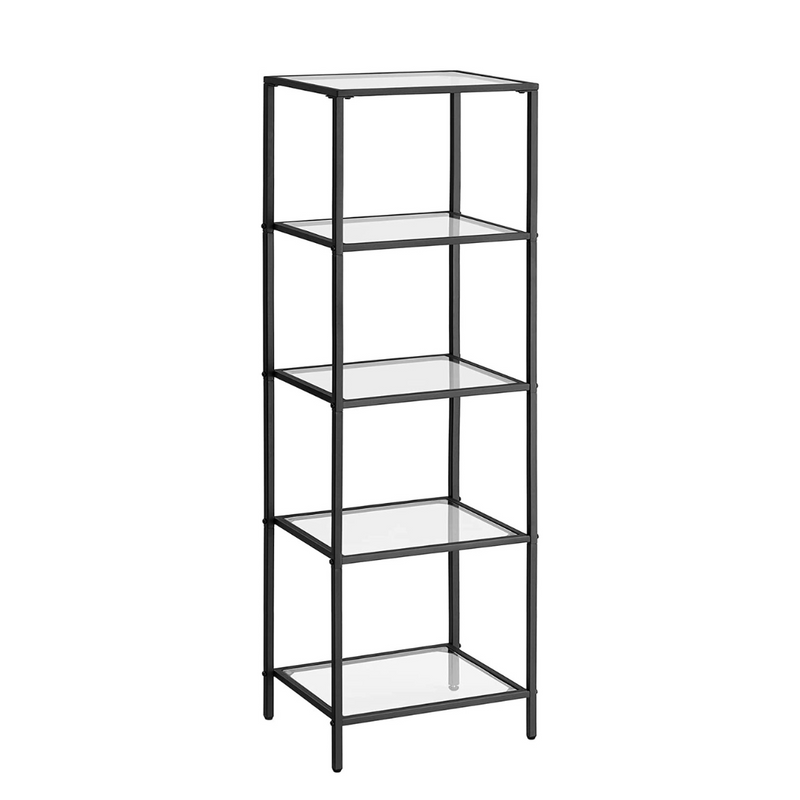 Vasagle Nyla 5-Tier Ladder Tempered Glass Display Storage Bookshelf - Black