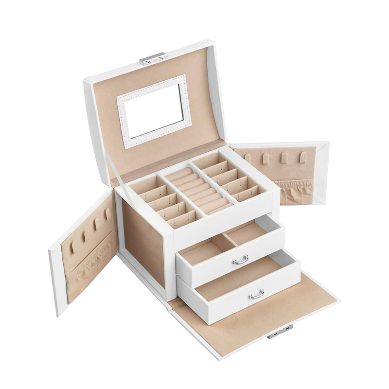 Lockable Jewellery Travel Case - White