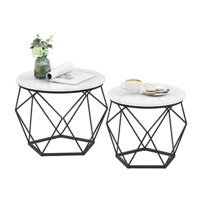 Vasagle Sophia Round Coffee Table White (Set of 2)