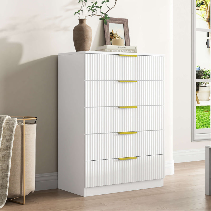 Elba 5-Drawer Chest – White Matte