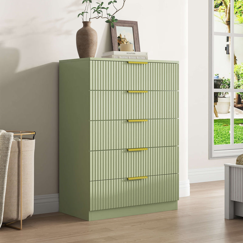 Elba 5-Drawer Chest – Green Matte