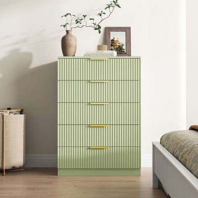 Elba 5-Drawer Chest – Green Matte