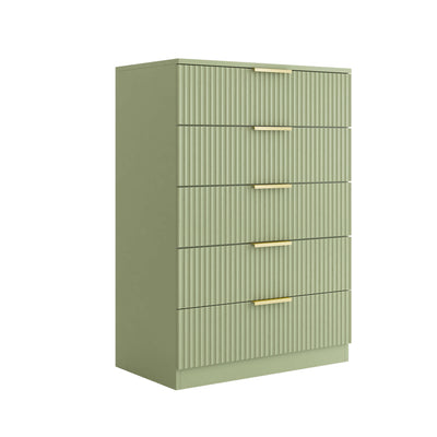 Elba 5-Drawer Chest – Green Matte