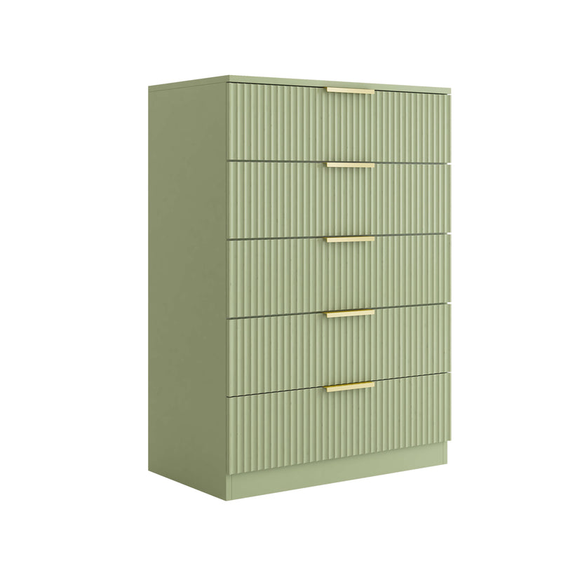 Elba 5-Drawer Chest – Green Matte