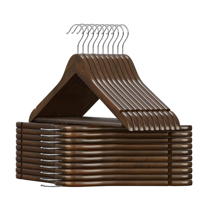 Wooden Coat Hanger Walnut Set of 20 Space General